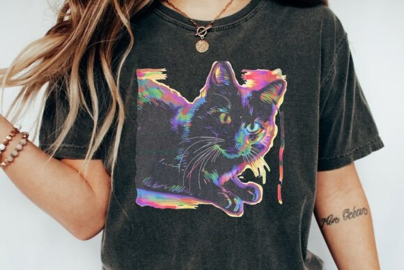 Black Cat Rainbow Sketch Graphic Png: A Playful Design Asset