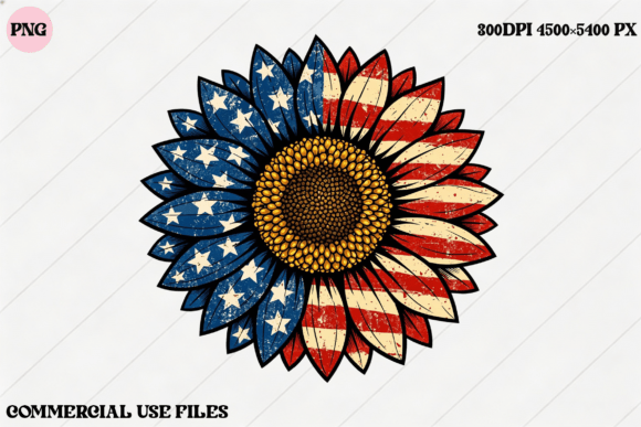 Blending Americana with Floral Charm: The American Sunflower Patriotic Graphic