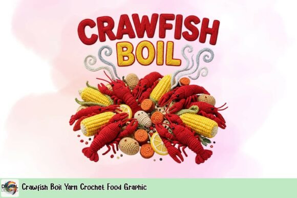Crawfish Boil Yarn Crochet Food Graphic: A Handmade Digital Feast