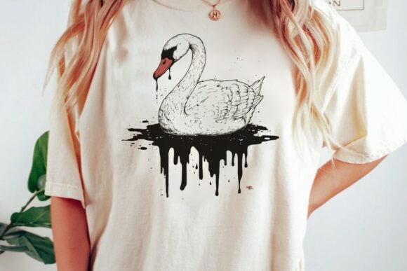 Dripping Black Swan Graphic Png: A Bold Asset for Creative Projects