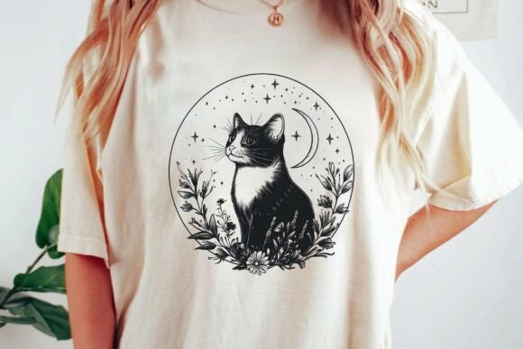 Enchant Your Designs with a Mystical Celestial Black Cat PNG