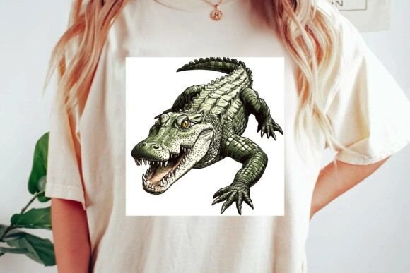 Fierce Green Crocodile Graphic: A Wildlife Design PNG