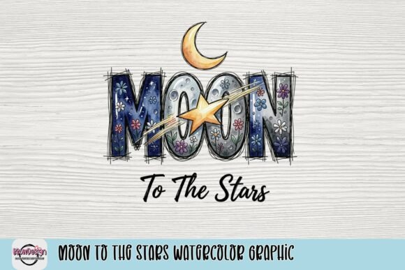 Moon to the Stars Watercolor: A Creative Design Asset