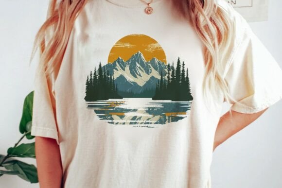 Mountain Sunset Lake Trees Graphic Png: A Designer's View