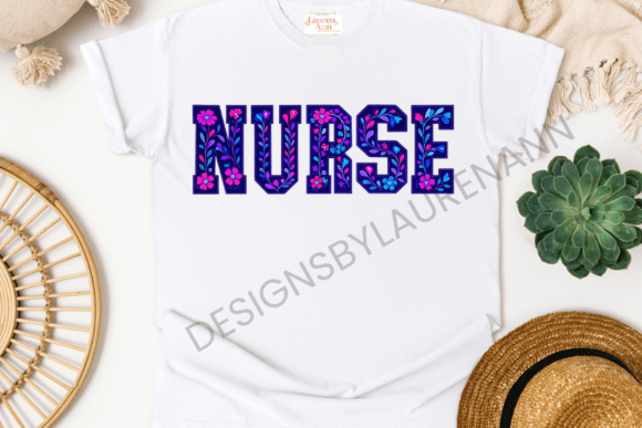 Neon Floral Nurse Patch Style Graphic: Bold, Nostalgic, and Unapologetically Fun