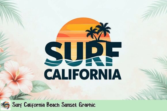 Surf California Beach Sunset Graphic: Capture the Coast