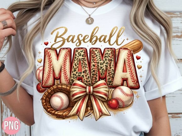 The Allure of the Leopard Baseball Mama Bow Graphic PNG